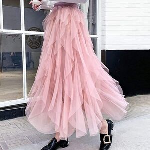 Pink Tulle Tiered Skirt